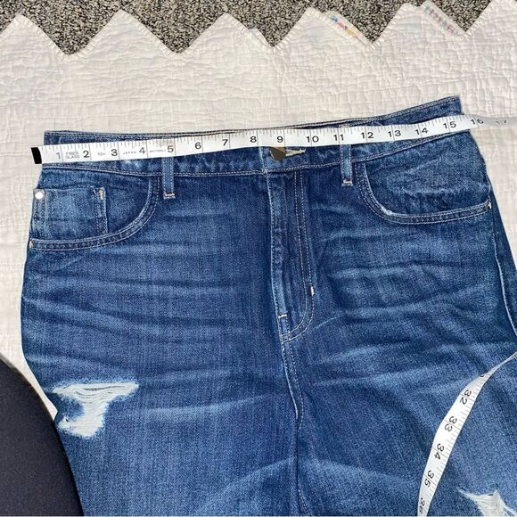 GUESS High Waist Ankle Cropped Raw Hem Frayed Edge Ripped Distressed Straight - Picture 10 of 12